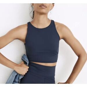 MADEWELL MWL Womens Black Form Racerback Crop Top NEW Stretch NA554 Athletic S